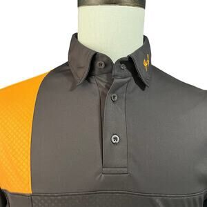 Under Armour Men's Gray Orange TN Loose Heat Gear Polo Shirt Sz S Performance